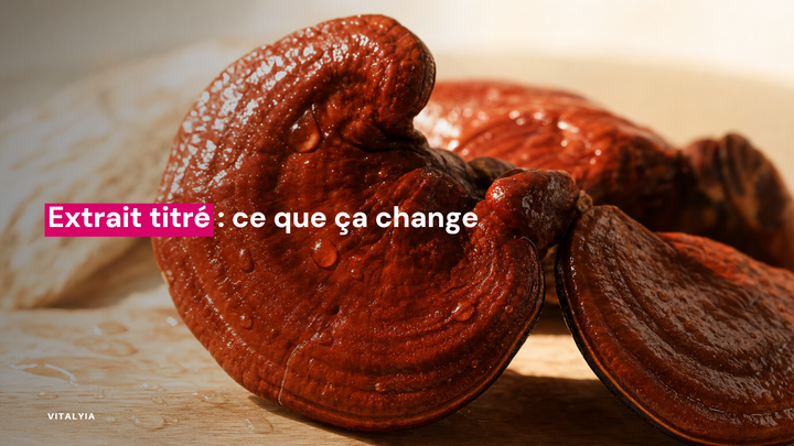 Gros plan sur des champignons médicinaux avec des gouttes d'eau sur une surface en bois
