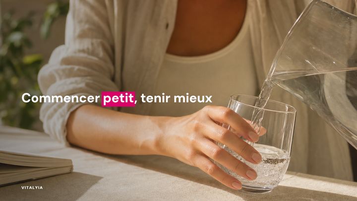 Une personne verse de l'eau dans un verre sur une table ensoleillée